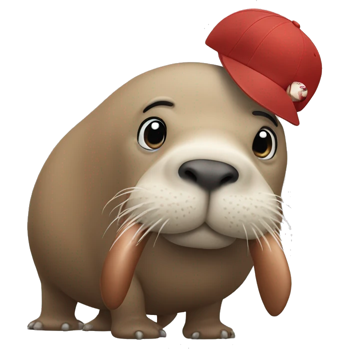 Walrus wearing a baseball hat emoji