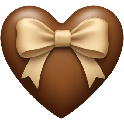brown heart with beige bow emoji