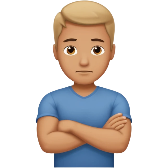 man with arms crossed rejecting emoji