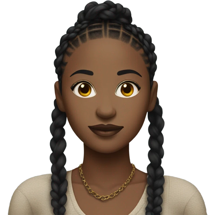 black woman with black boho braids and crop top emoji