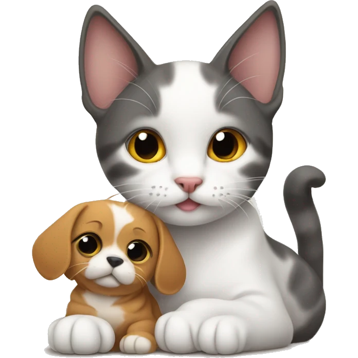 cat with a baby dog emoji