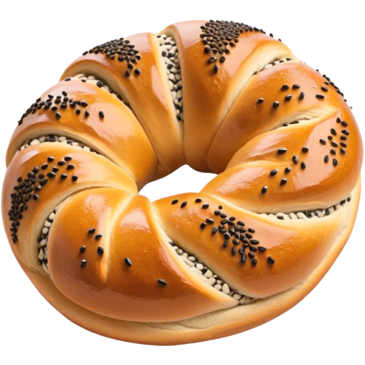 Cinematic Realistic Simit twisted Turkish bread in poppy seeds emoji