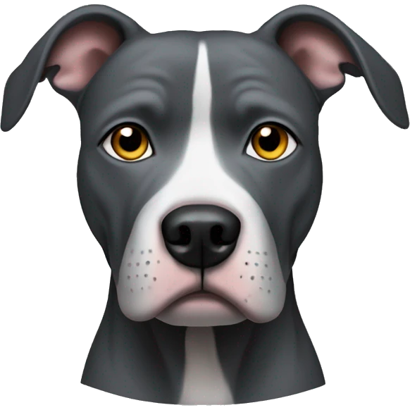 Dark grey pitbull with a thinking face emoji