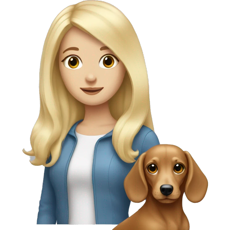 white blonde girl with longhair dachsund emoji