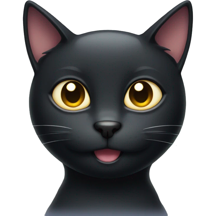 Black cat , face only, with a smirk on his face, and halo around his head emoji