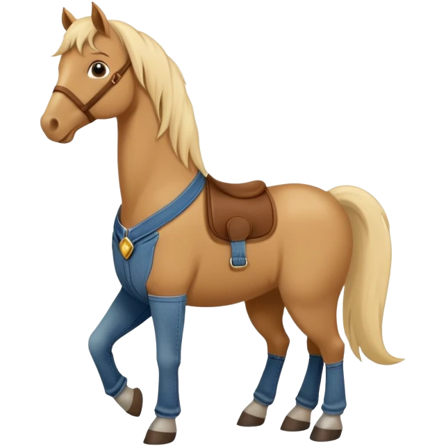 friendly anthropomorphised stallion in jeans and a t-shirt, standard pose emoji