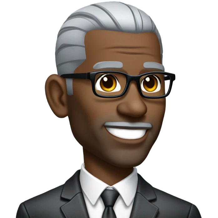 deon sanders with suit and glasses and buzz cut and small eyes over 50 small Gray beard emoji