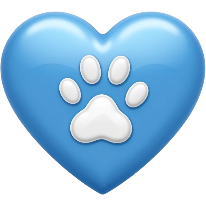 Blue heart with a paw print inside emoji