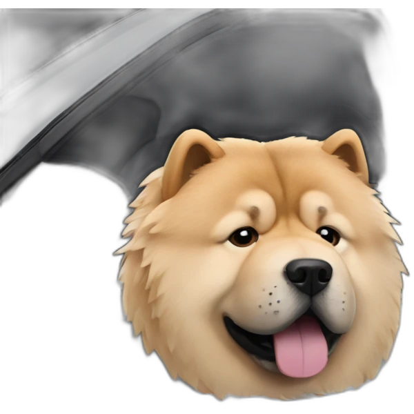 chow chow inside black tesla model 3 emoji