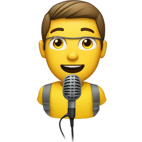 create a radio station guy with a microphone and a yellow shirt emoji