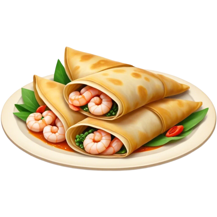 Bánh Xèo Cinematic Realistic Bánh Xèo Dish Emoji, depicted as a crispy, folded crepe filled with shrimp and pork, rendered with dynamic textures and vibrant, appetizing lighting. emoji