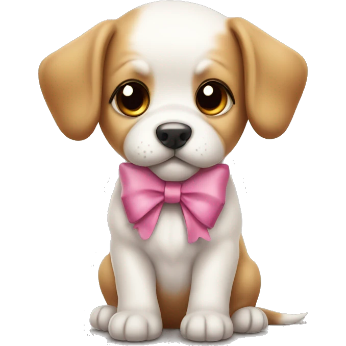 Cute puppy whit a bow  emoji