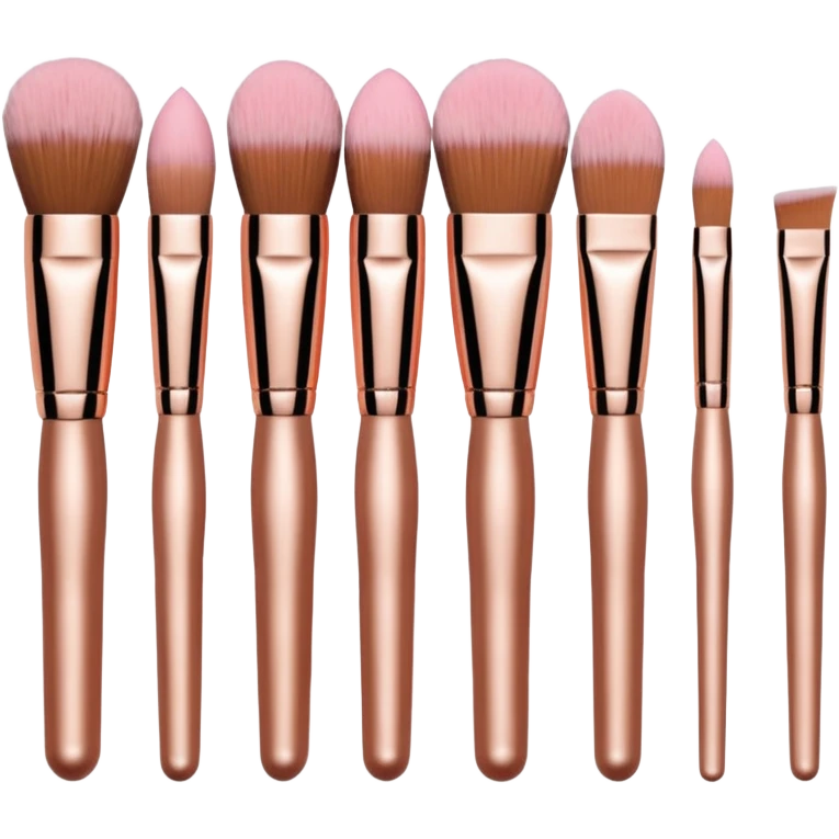 a set of rose gold makeup brushes  emoji