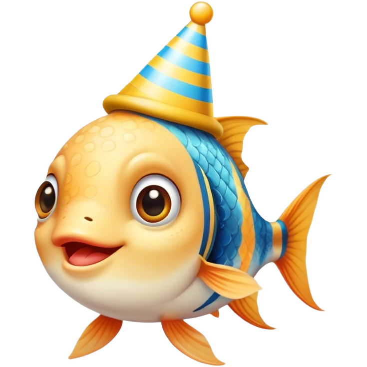 Birthday cute fish with birthday hat emoji