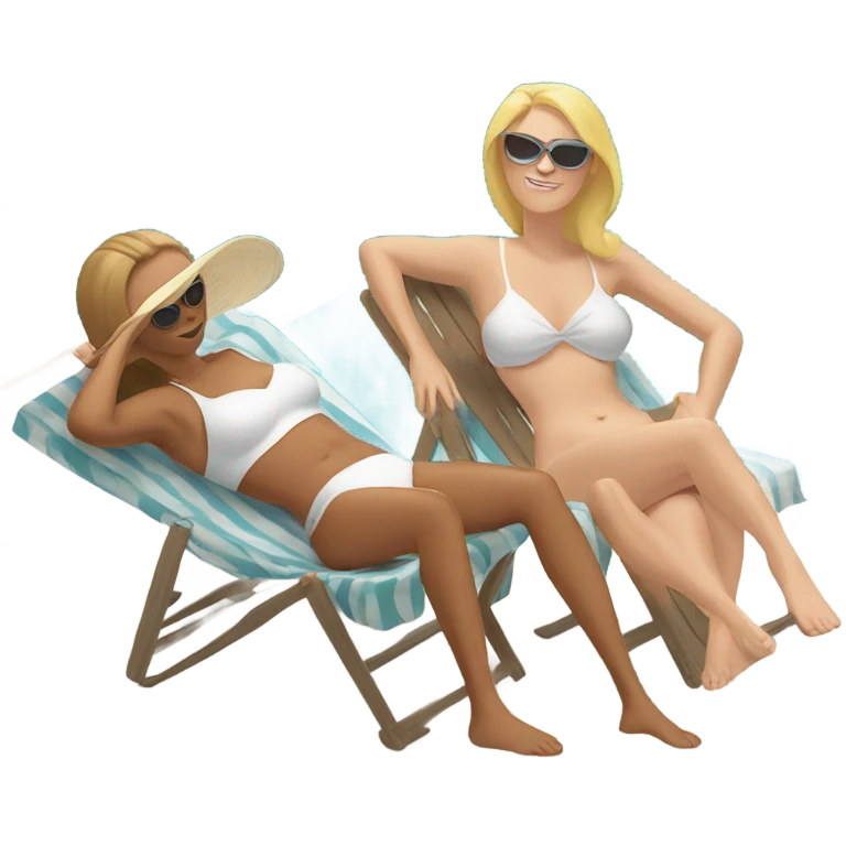 Two white women sunbathing by pool emoji