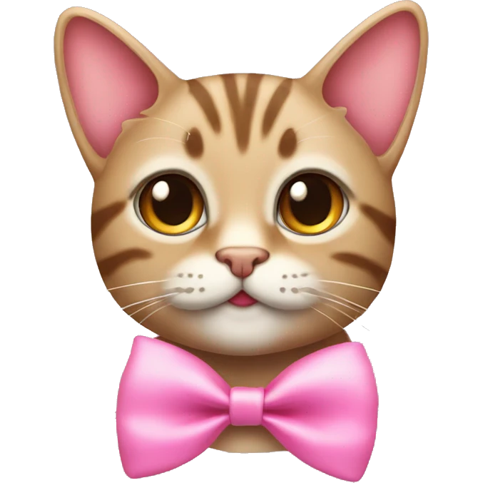 Cute tabby cat with pink coquette bow emoji