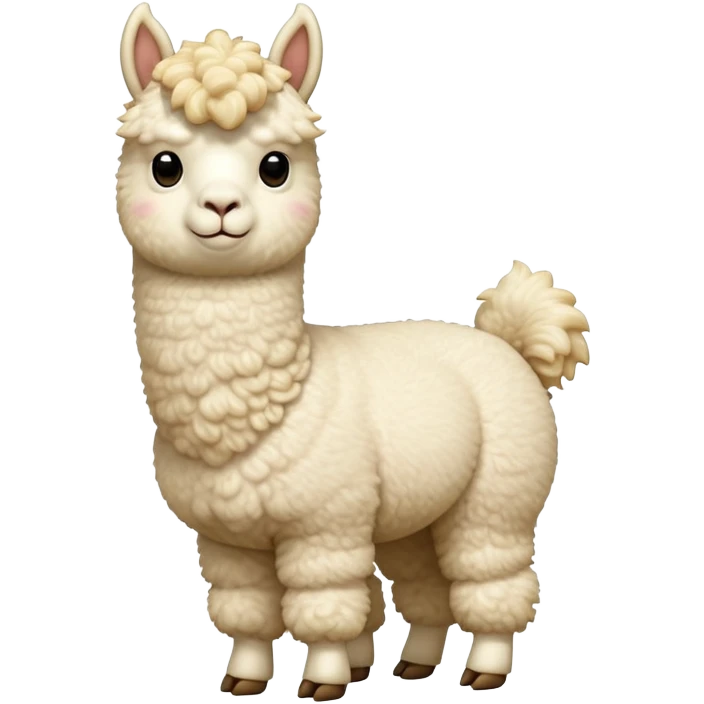 cinematic-[cream alpaca]-realistic-full-body-standing-emoji,-tail-flicking-lazily,-head-tilted-dramatically,-curly-[cream]-fur,-simplified-yet-realistic-focused-features,-highly-detailed,-glowing-with-an-almost-sarcastic-glow emoji
