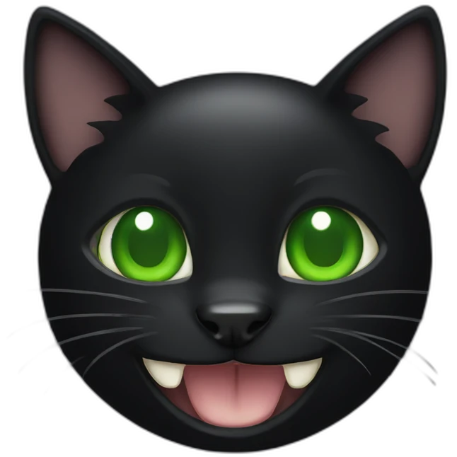 Black Cat with Green eyes laughing emoji