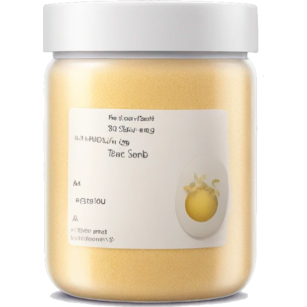 body scrub pot with label emoji