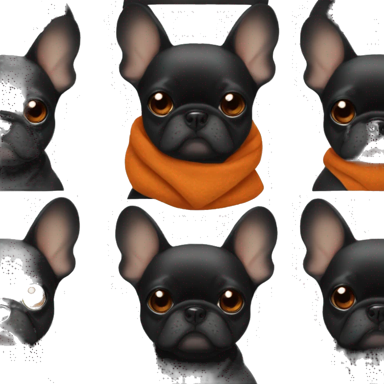 Black frenchie with burnt orange blanket  emoji