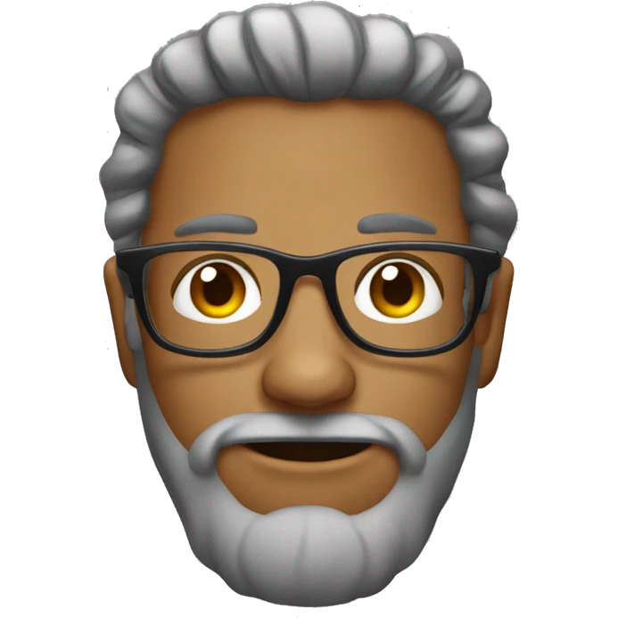sin pelo, barba, gafas, celular emoji
