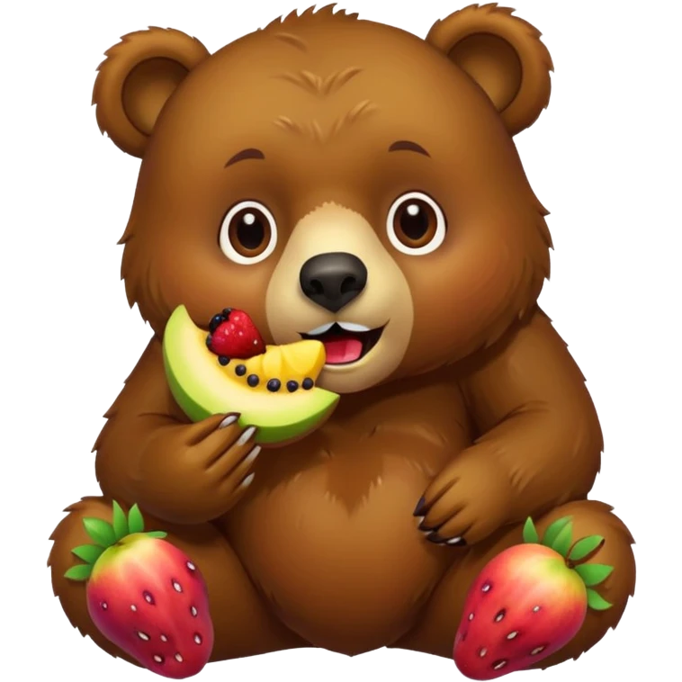 Bear eat fruits emoji