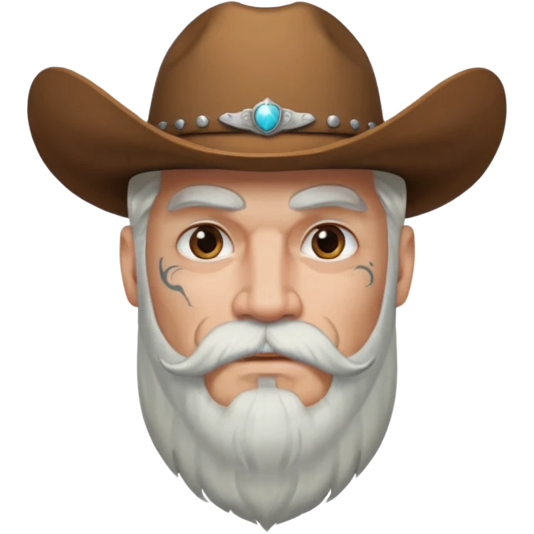 muscular tattooed on face and mustached cowboy long white hair and beard  emoji