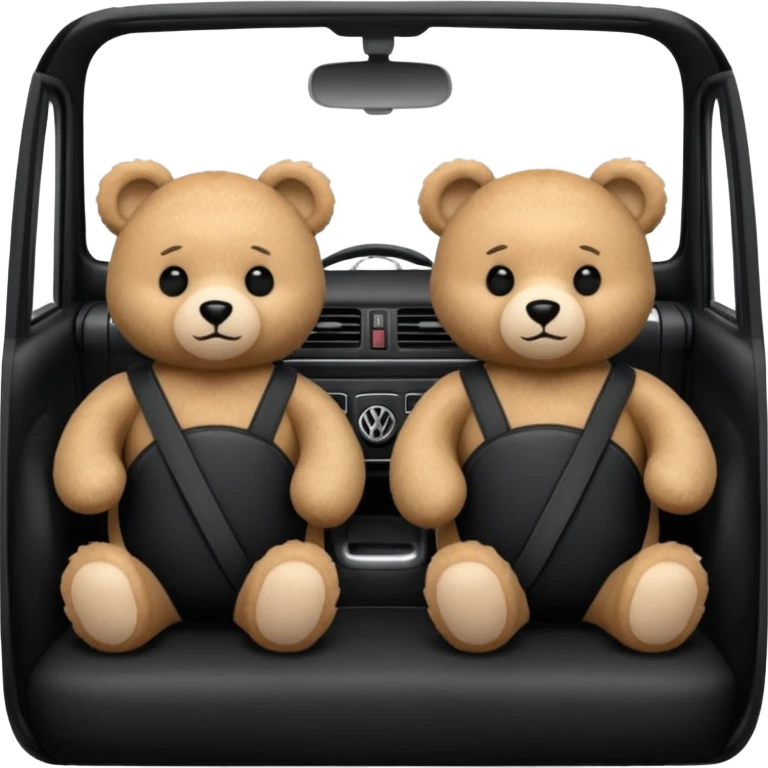 Two teddy bears in black Volkswagen  emoji