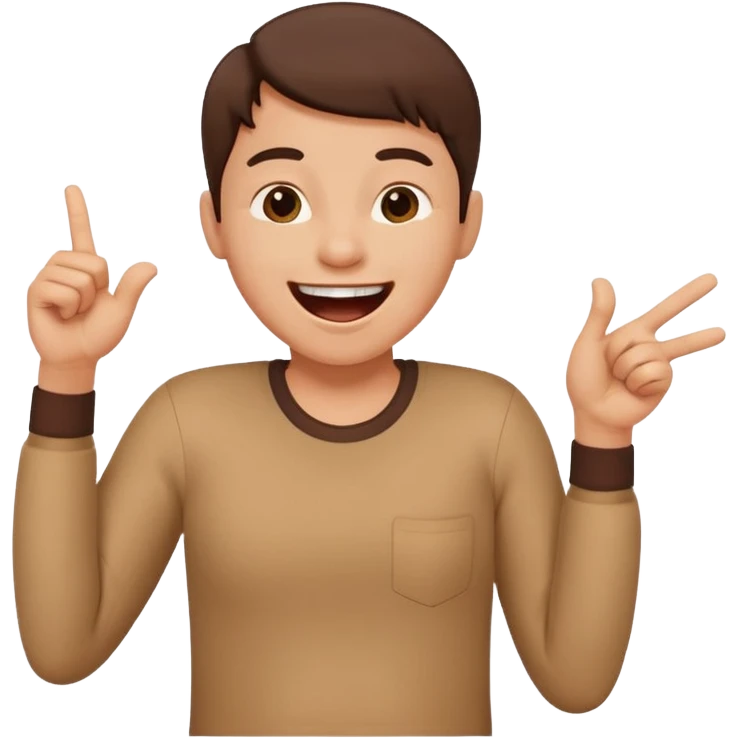 A person laughing with one hand pointing straight and one hand on his stomach emoji