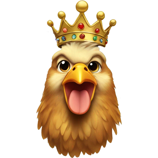 Chicken transparent background, crown on the head emoji