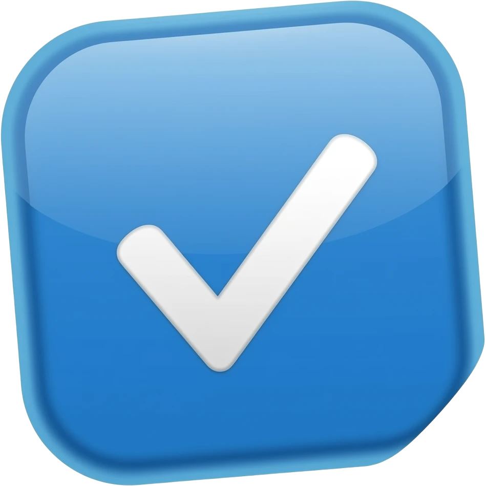 45 degrees tilted blue square with a verified logo in it emoji