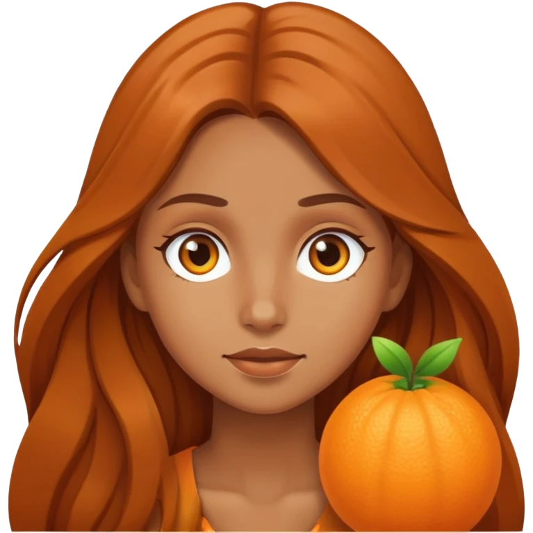 orange girl with long brown hair emoji