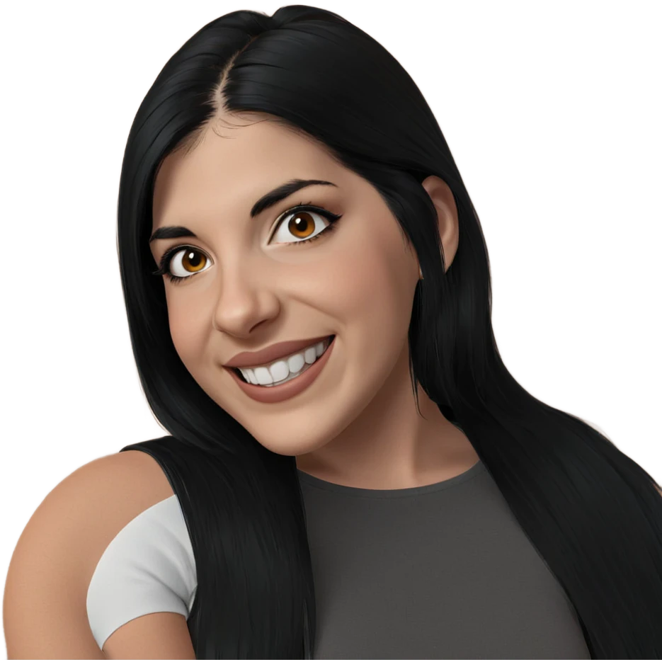 smiling girl with black hair emoji