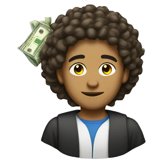 a lightskin emoji with hair with money and an degree emoji