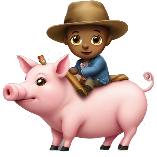 Baby smoke wearing a hat and riding a pig emoji
