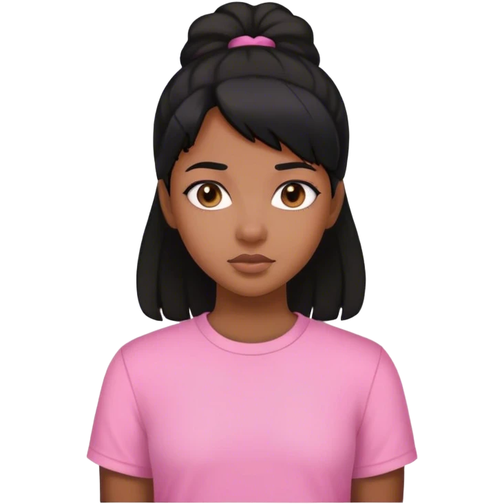 Black tenage girl with black hair and a pink shirt  emoji