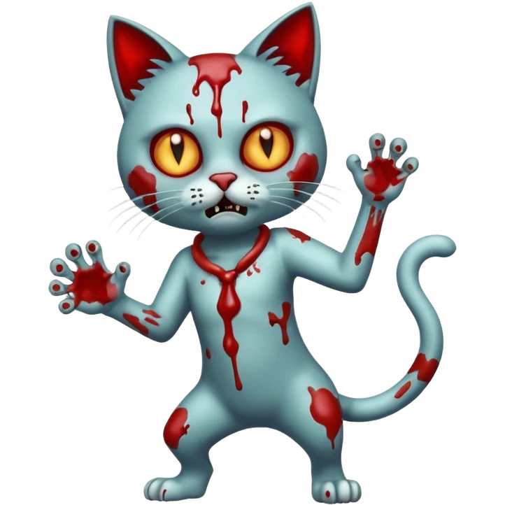 bloody  zombie cat full body with action pose emoji
