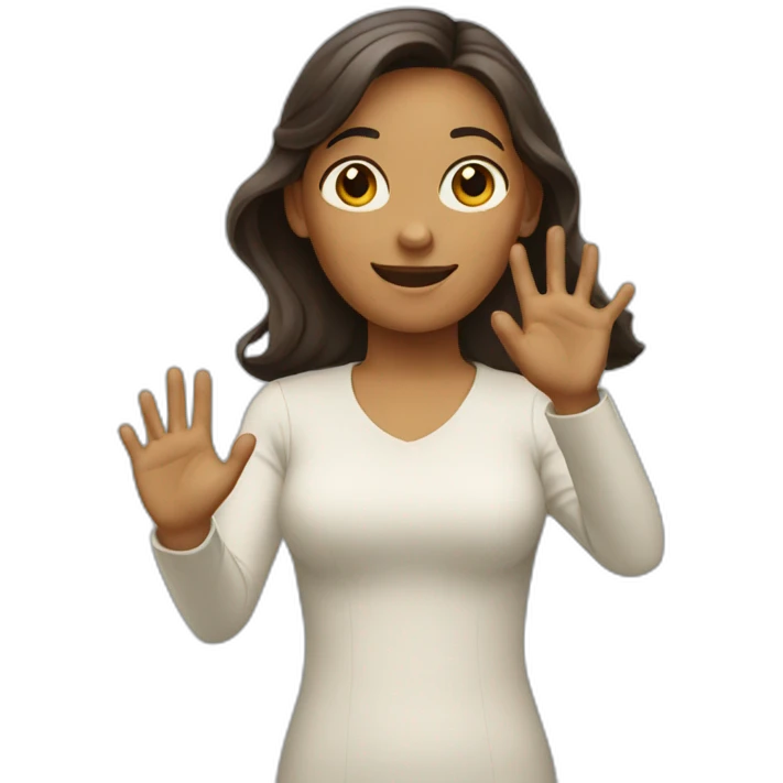 Waving woman has eight fingers emoji