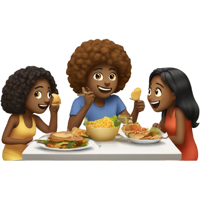 friends enjoying food together emoji