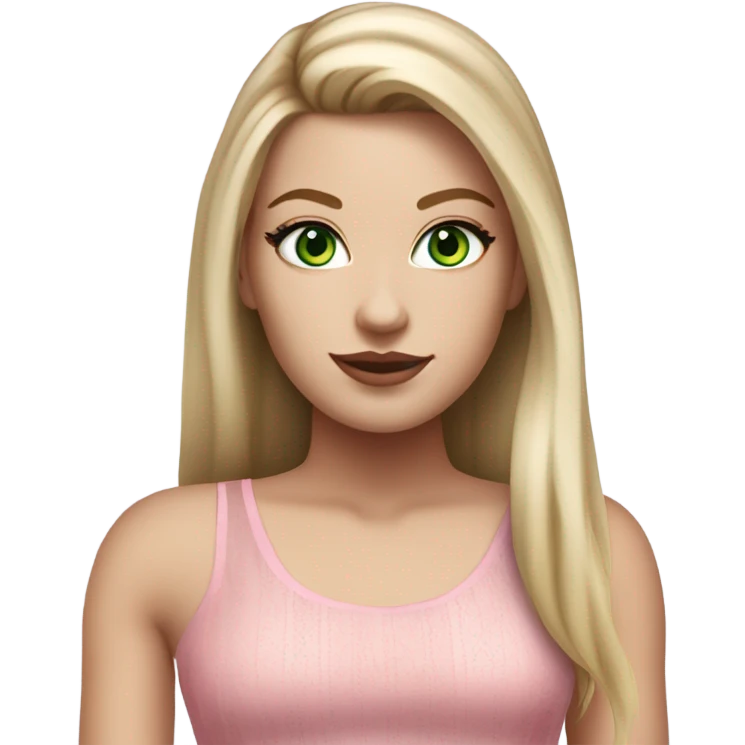 Realistic White girl with Long straight blonde hair, green eyes, tattoos, full body wearing pink tulle dress emoji