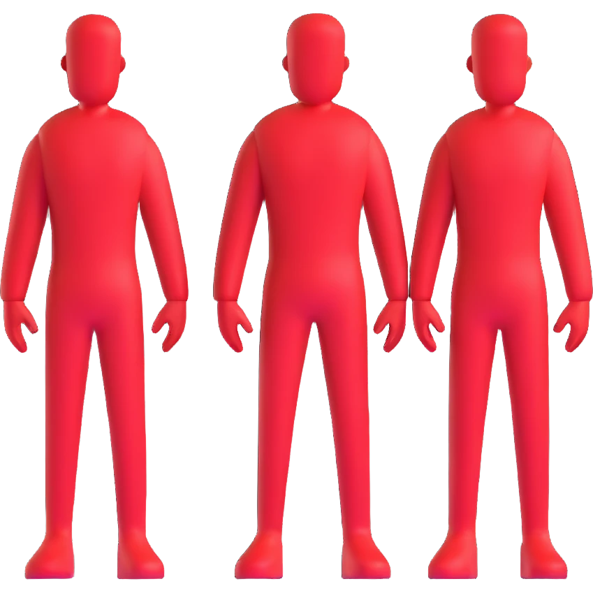 three red shadow silhouettes standing together emoji