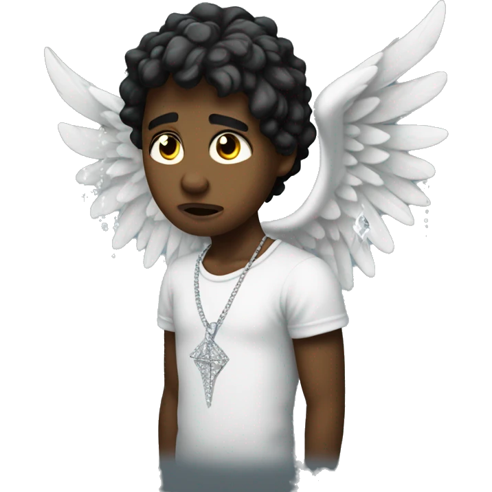 A Black Angel Boy Crying Diamonds emoji