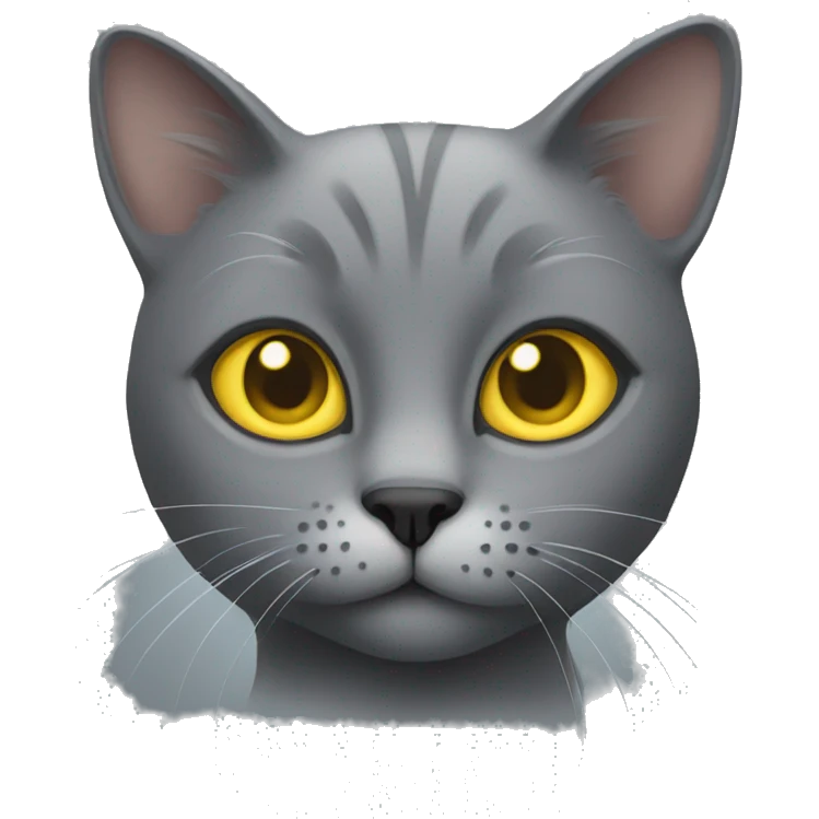 grey cat with yellow eyes  emoji