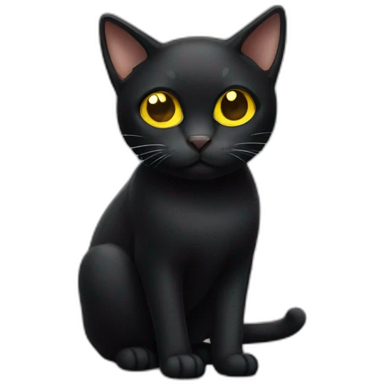 Black cat with yellow eyes emoji