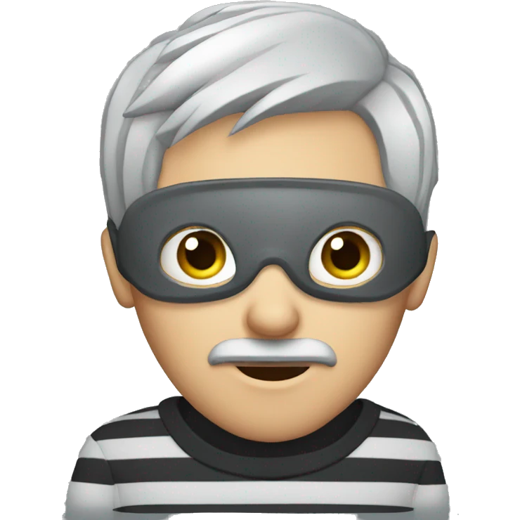 Burglar with eye mask and striped jumper and grey hair emoji