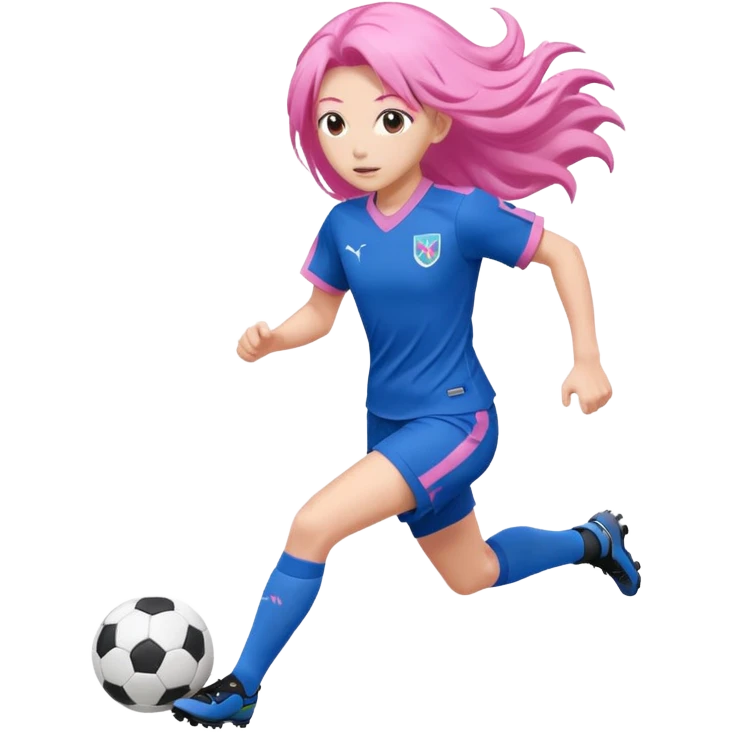 Hyoma Chigiri from Blue Lock, fast soccer player with long pink hair, Blue Lock uniform, running pose emoji