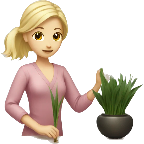 Blonde girl doing ikebana emoji