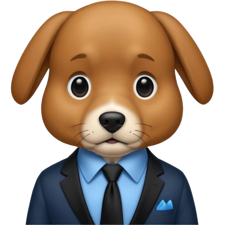 brown dog with black tie,blue shirt emoji