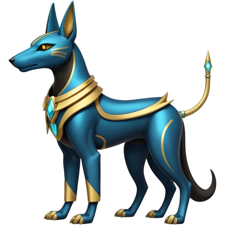 Futuristic Anubis-Vernid-Primagen-Protogen-Fakémon-Pokémon-creature-fusion (full body) emoji