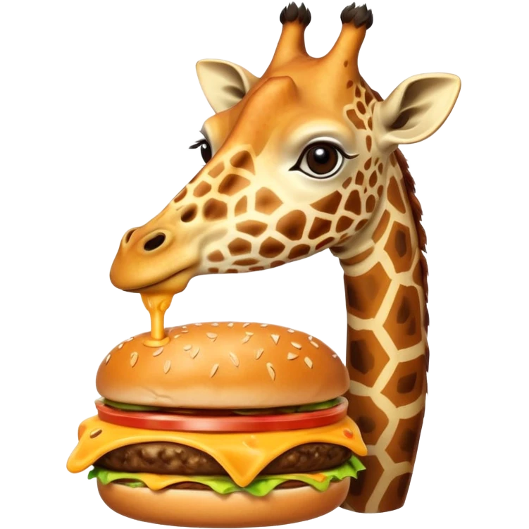 A giraffe eating a cheeseburger emoji